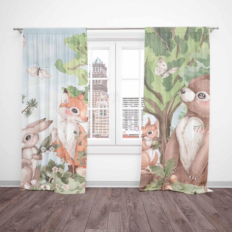 Forest Animals Curtains Kids B - огляд і ціна Baby Nursery Blackout Curtains