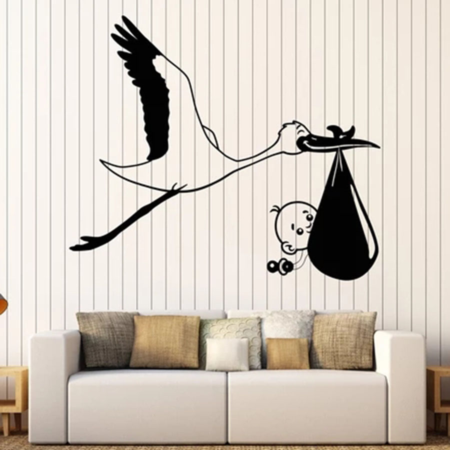 Wall Decal Stork Baby Bird Nur - огляд і ціна Baby Nursery Murals