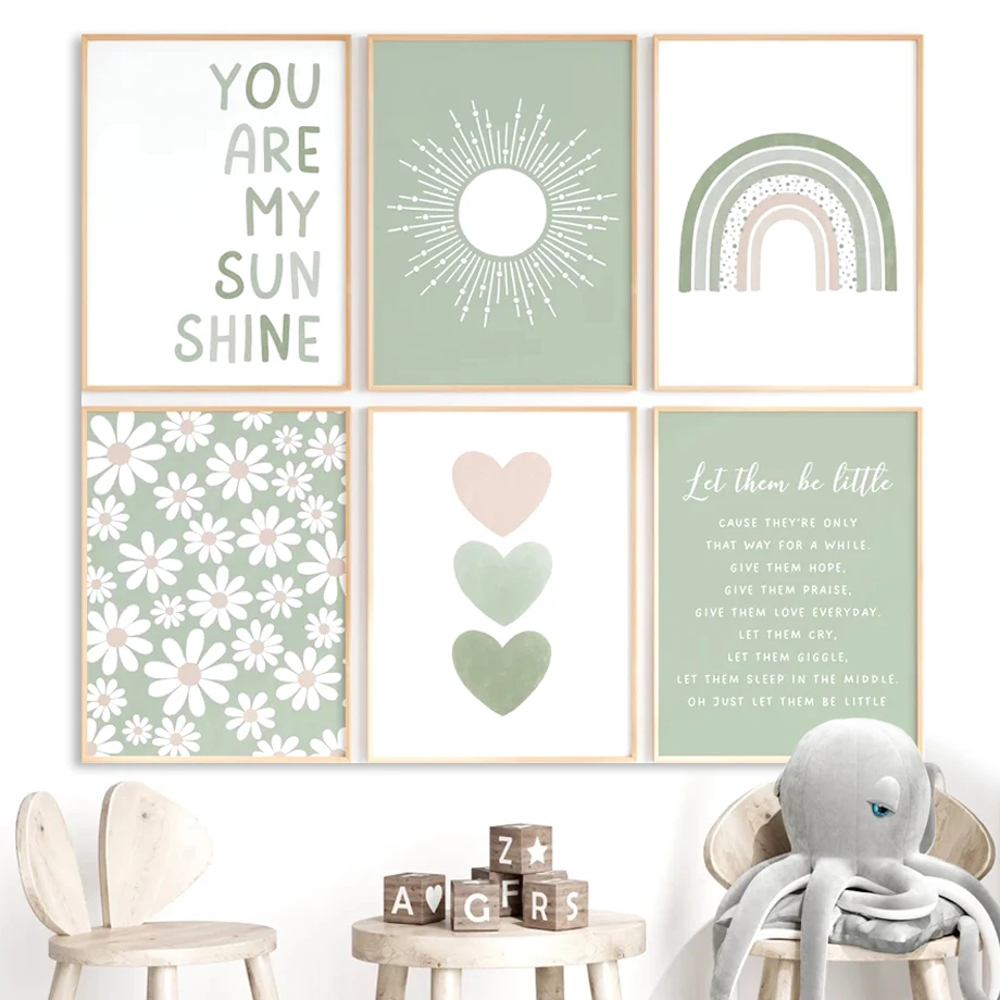 Wall Art Canvas Painting Nordi - огляд і ціна Baby Nursery Green