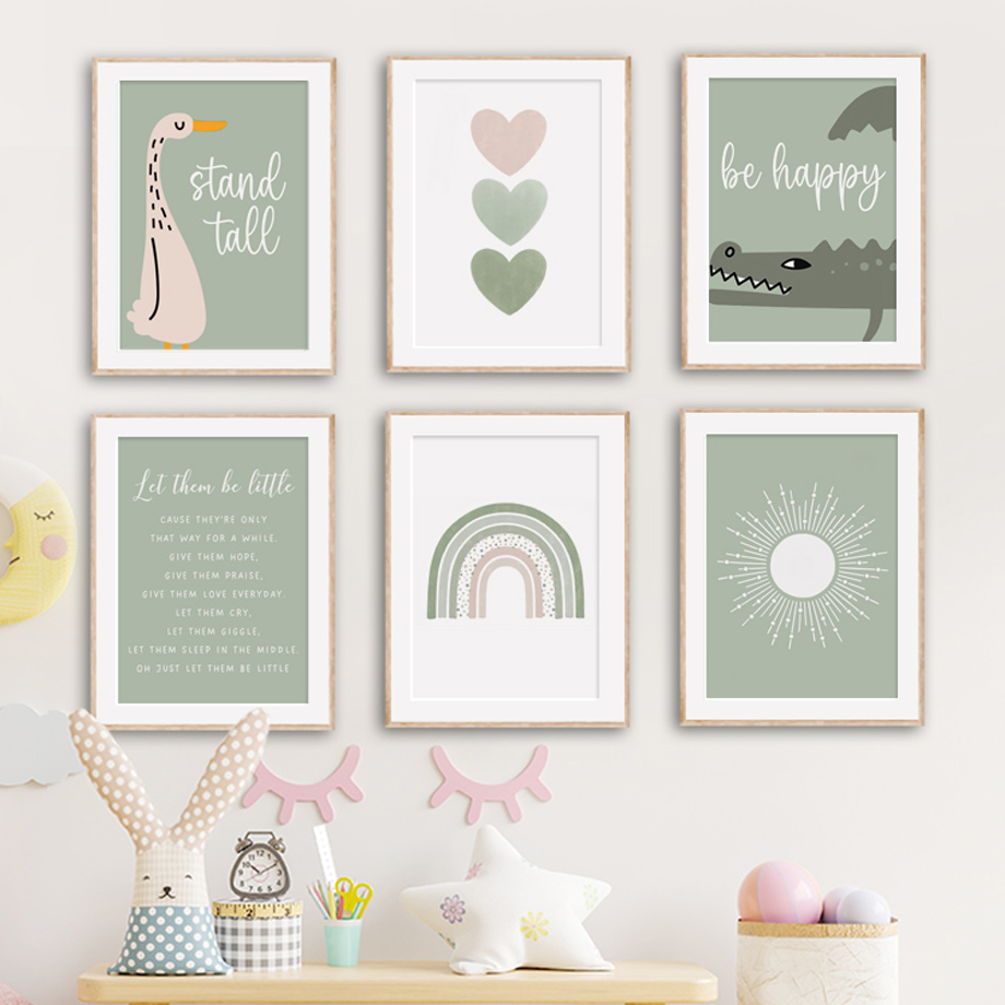 Wall Art Canvas Painting Nordi - огляд і ціна Baby Nursery Green