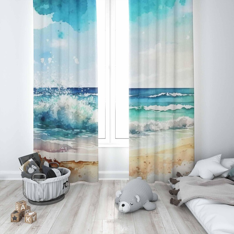 Sea Wave Curtains Ocean Nature - огляд і ціна Baby Nursery Blackout Curtains