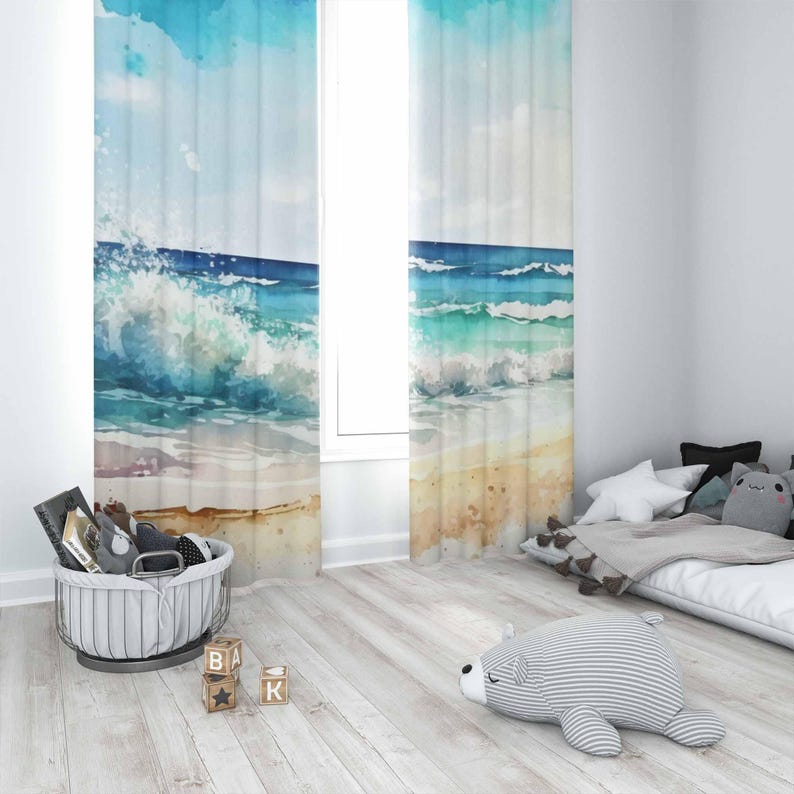 Sea Wave Curtains Ocean Nature - огляд і ціна Baby Nursery Blackout Curtains