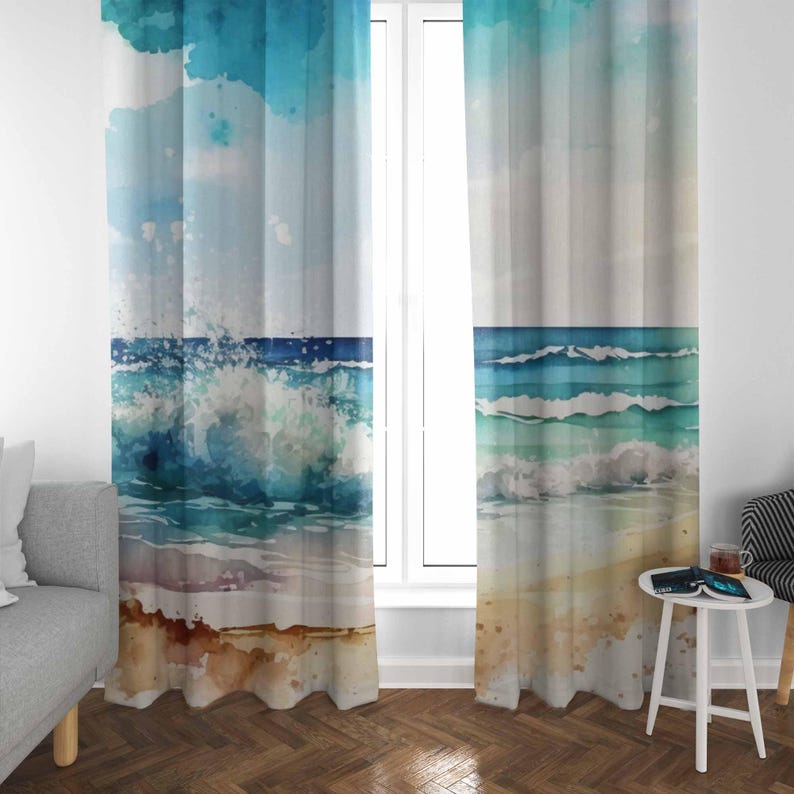 Sea Wave Curtains Ocean Nature - огляд і ціна Baby Nursery Blackout Curtains