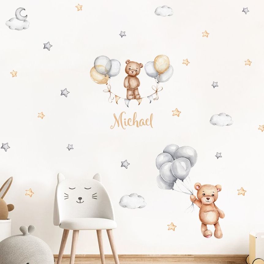 Custom Baby Name Bear Balloons - огляд і ціна Baby Nursery Murals