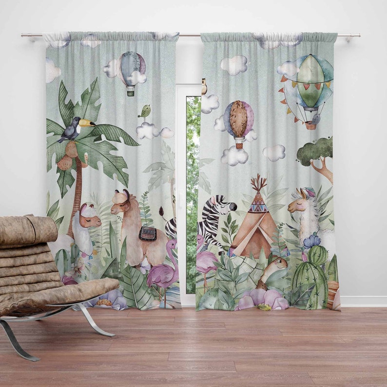 Safari Animals Party Nursery C - огляд і ціна Baby Nursery Blackout Curtains