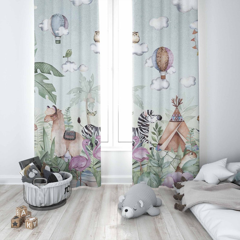 Safari Animals Party Nursery C - огляд і ціна Baby Nursery Blackout Curtains