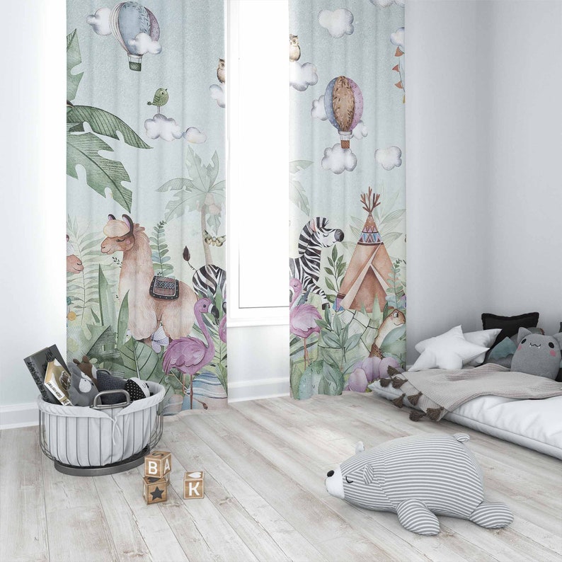 Safari Animals Party Nursery C - огляд і ціна Baby Nursery Blackout Curtains