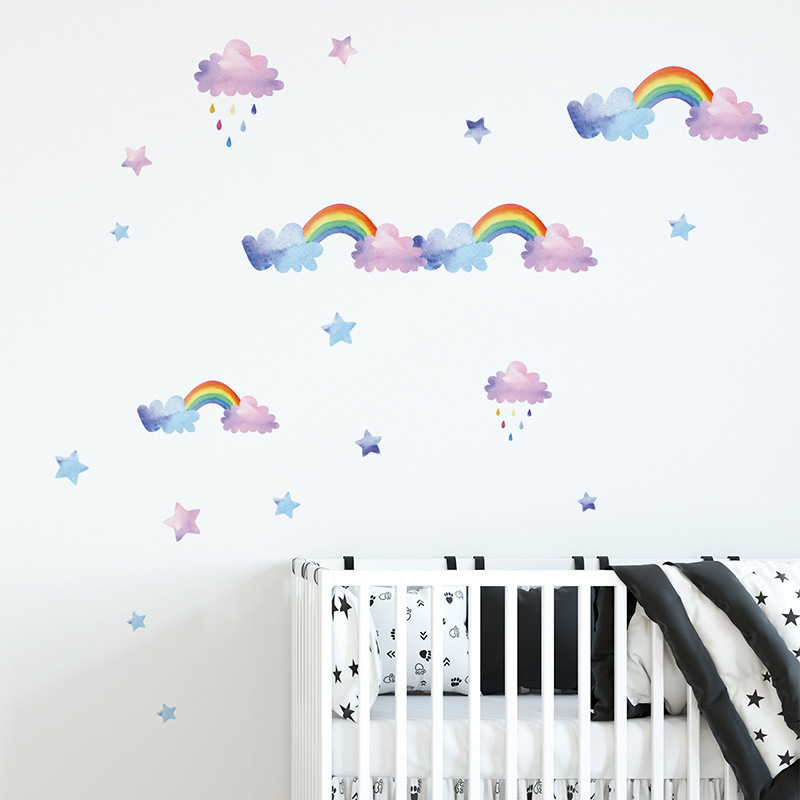 Cartoon Cloud Rainbow Wall Sti - огляд і ціна Baby Nursery Layout