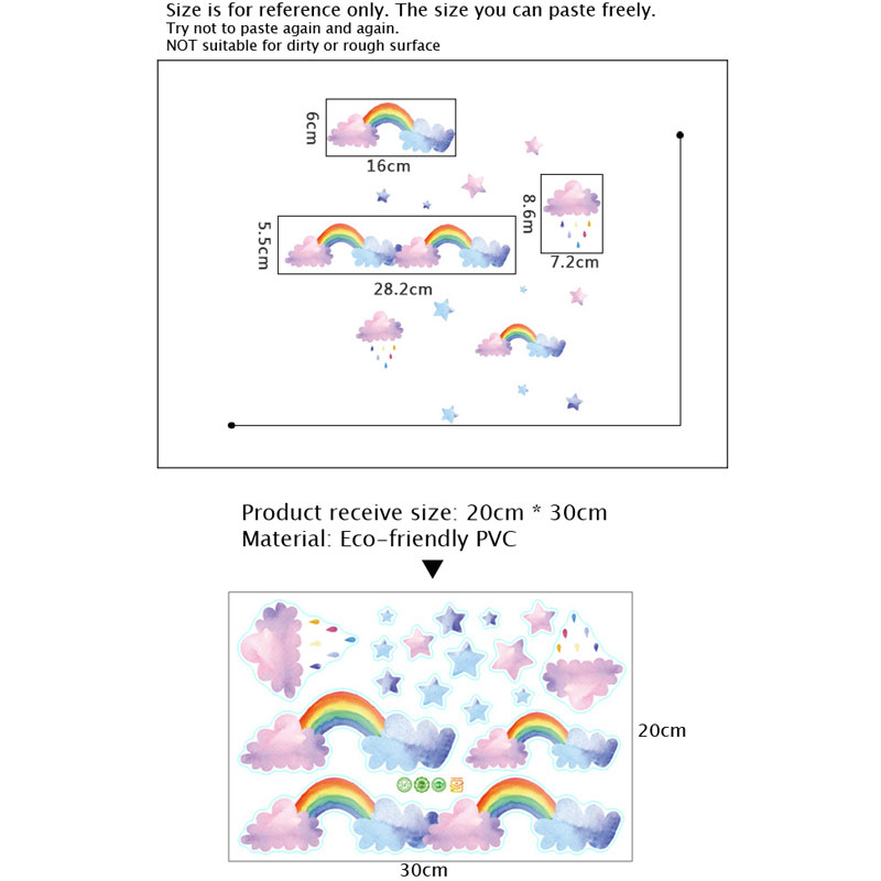 Cartoon Cloud Rainbow Wall Sti - огляд і ціна Baby Nursery Layout