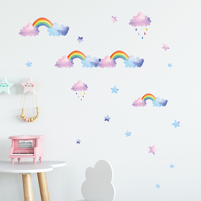 Cartoon Cloud Rainbow Wall Sti - огляд і ціна Baby Nursery Layout