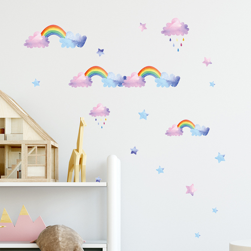 Cartoon Cloud Rainbow Wall Sti - огляд і ціна Baby Nursery Layout