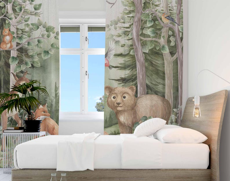 Woodland Animals Curtains Kids - огляд і ціна Baby Nursery Blackout Curtains
