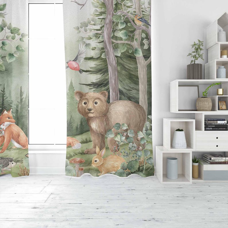 Woodland Animals Curtains Kids - огляд і ціна Baby Nursery Blackout Curtains