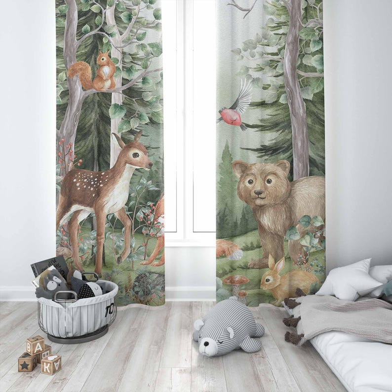 Woodland Animals Curtains Kids - огляд і ціна Baby Nursery Blackout Curtains