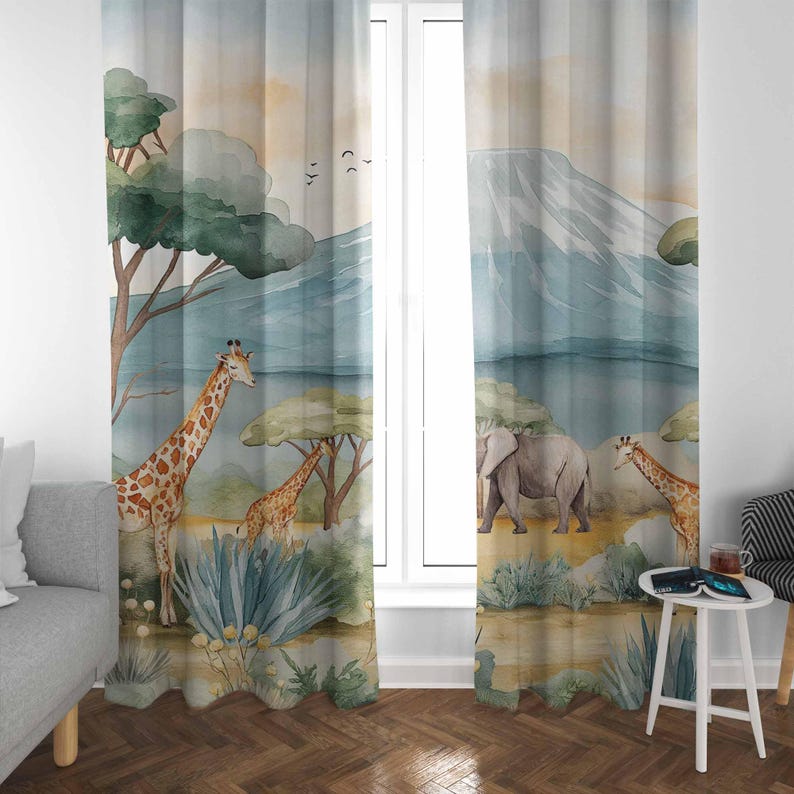 Safari Animals Kids Curtains B - огляд і ціна Baby Nursery Blackout Curtains