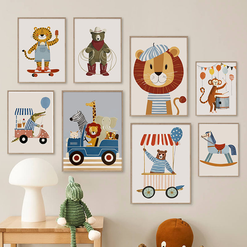 Funny Cartoon Animal Car Ballo - огляд і ціна Baby Nursery Prints