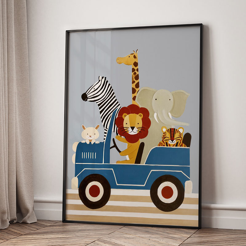 Funny Cartoon Animal Car Ballo - огляд і ціна Baby Nursery Prints