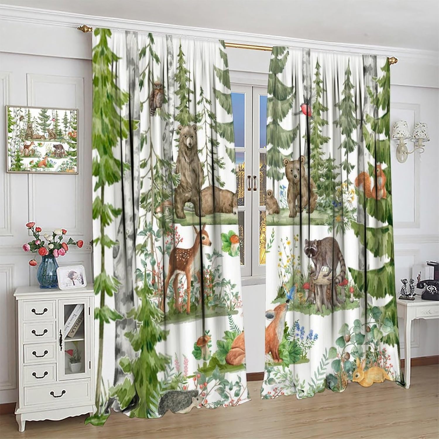 Forest Animal Curtains for Kid - огляд і ціна Baby Nursery Green