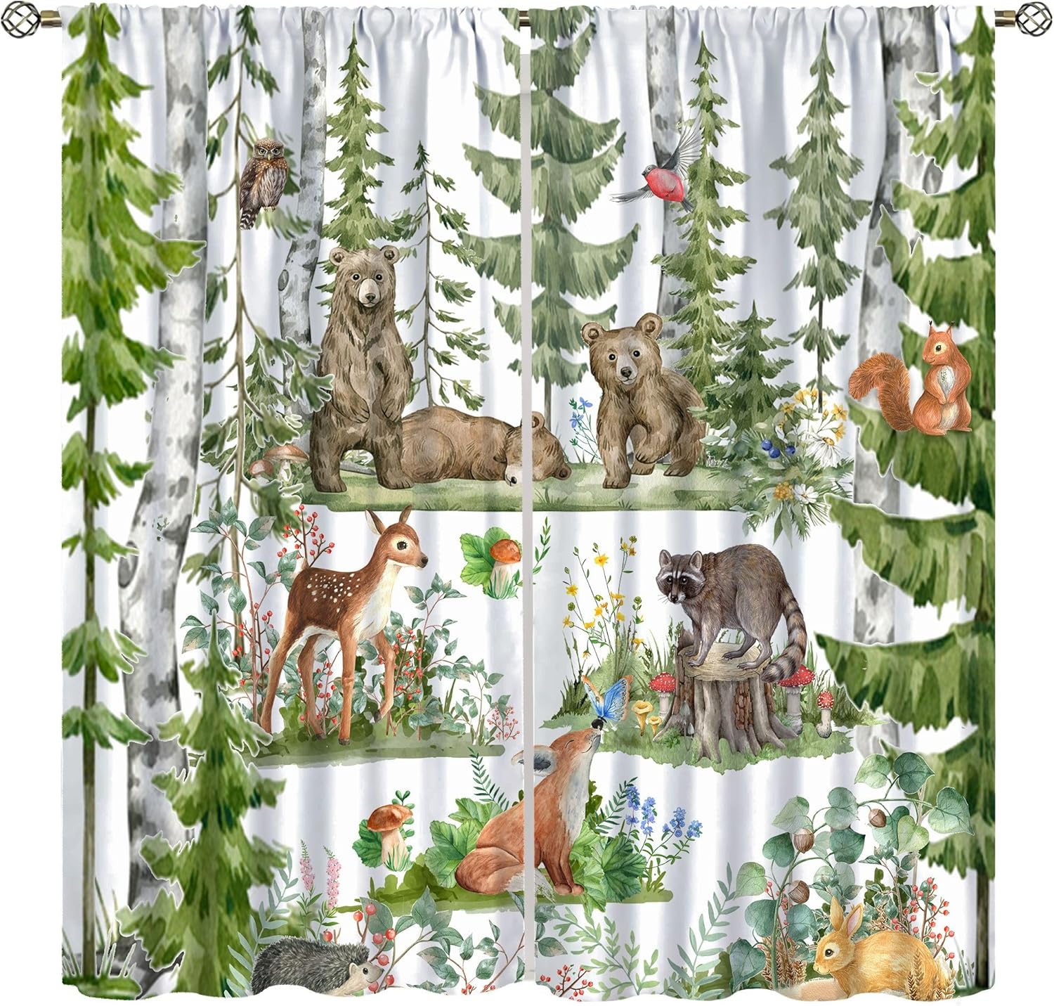 Forest Animal Curtains for Kid - огляд і ціна Baby Nursery Green