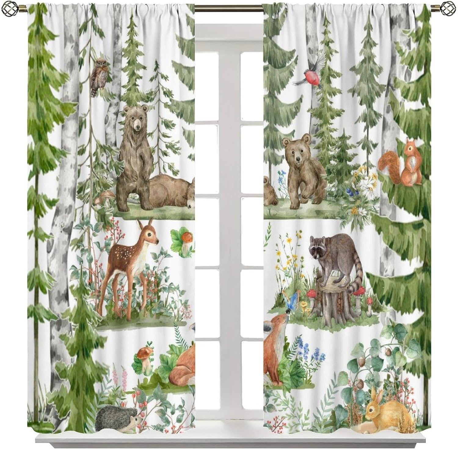 Forest Animal Curtains for Kid - огляд і ціна Baby Nursery Green