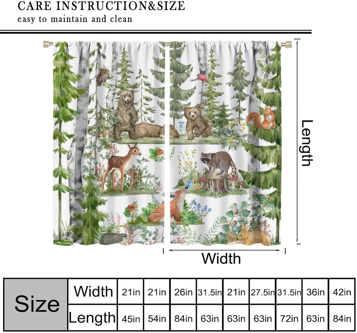 Forest Animal Curtains for Kid - огляд і ціна Baby Nursery Green