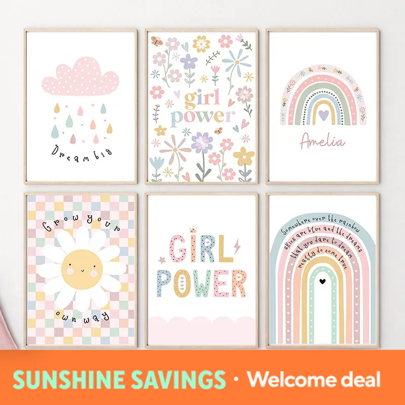 Sun Flower Rainbow Cloud Heart - огляд і ціна Baby Nursery Prints