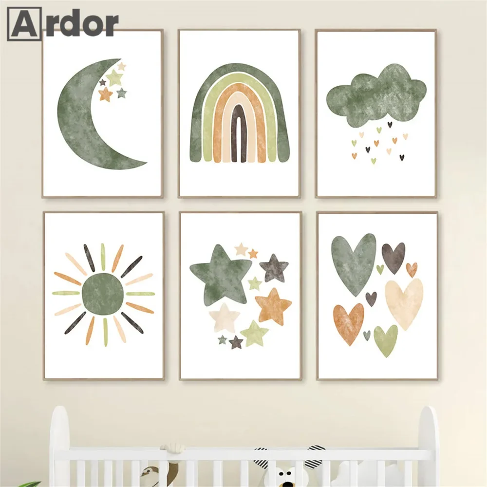 Star Cloud Moon Posters And Pr - огляд і ціна Baby Nursery Green