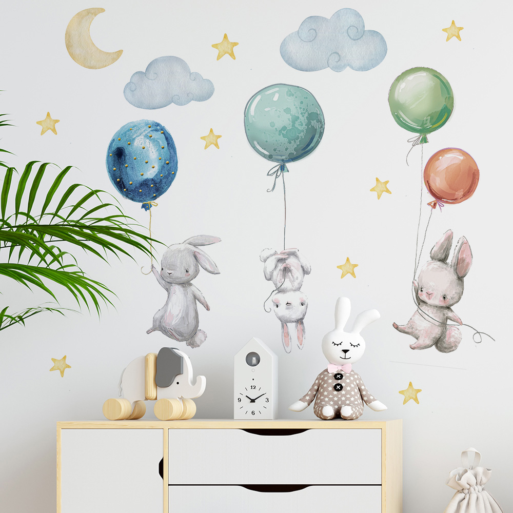 Cute Lovely Flying Rabbits Wal - огляд і ціна Baby Nursery Murals