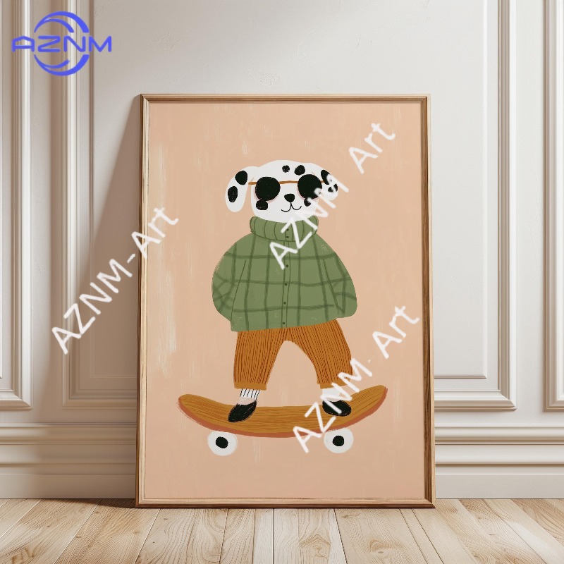 1PC Funny Animal Skateboarding - огляд і ціна Baby Nursery Prints