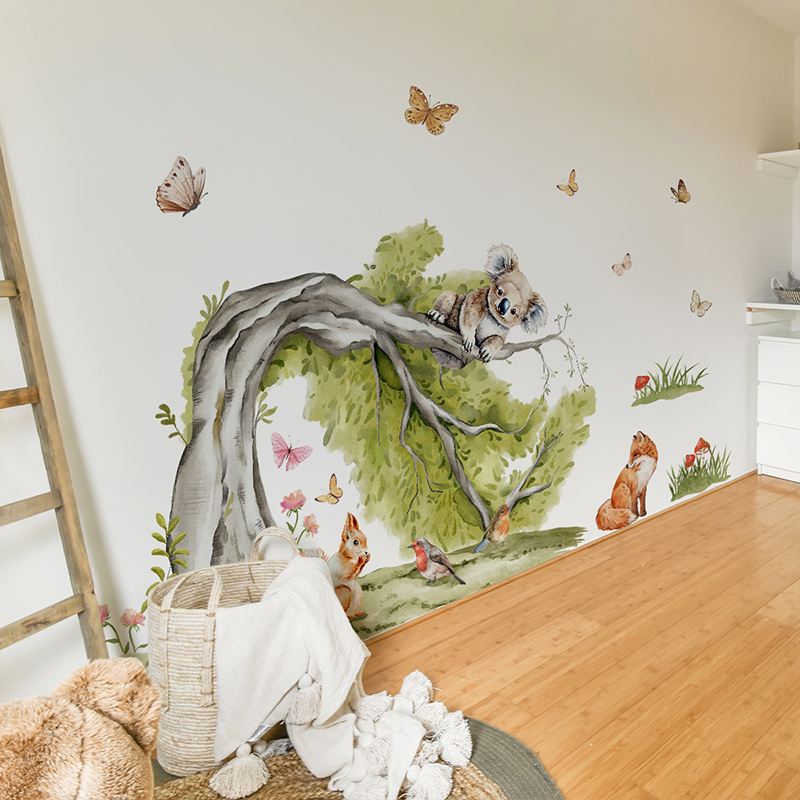 Jungle Large Tree Animals Wall - огляд і ціна Baby Nursery Green