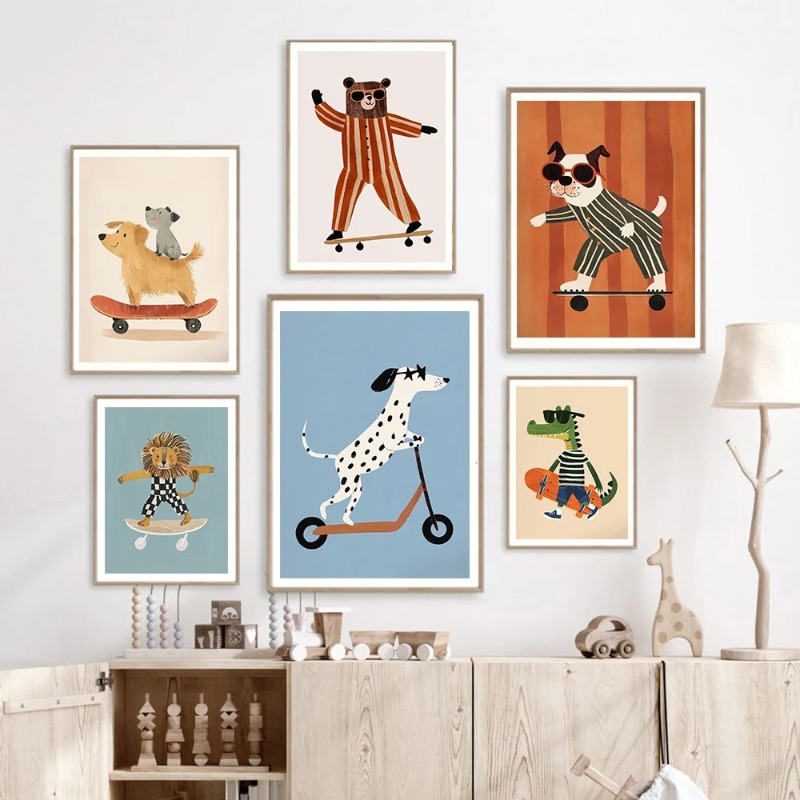 1pc frameless Funny Animals Ra - огляд і ціна Baby Nursery Prints