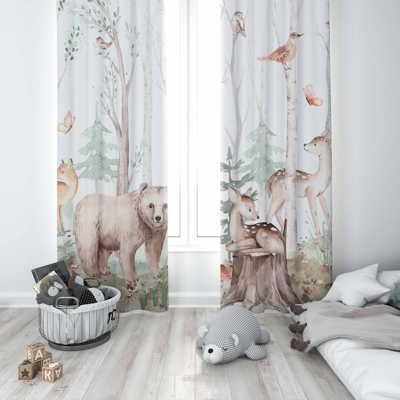 Forest Animals Curtains Kids N - огляд і ціна Baby Nursery Blackout Curtains