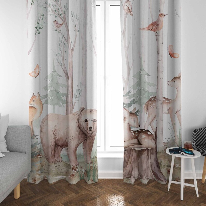 Forest Animals Curtains Kids N - огляд і ціна Baby Nursery Blackout Curtains