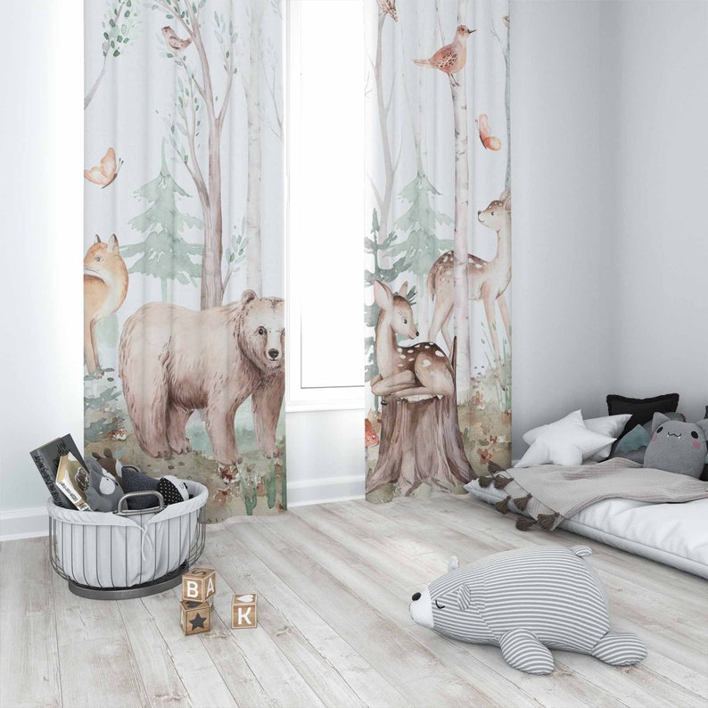 Forest Animals Curtains Kids N - огляд і ціна Baby Nursery Blackout Curtains