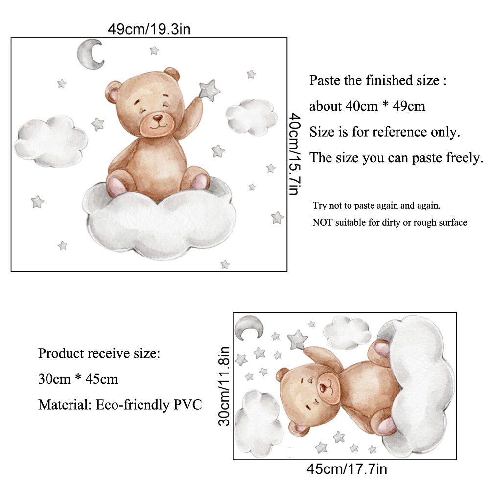 Bear Moon Clouds Stars Wall St - огляд і ціна Baby Nursery Murals