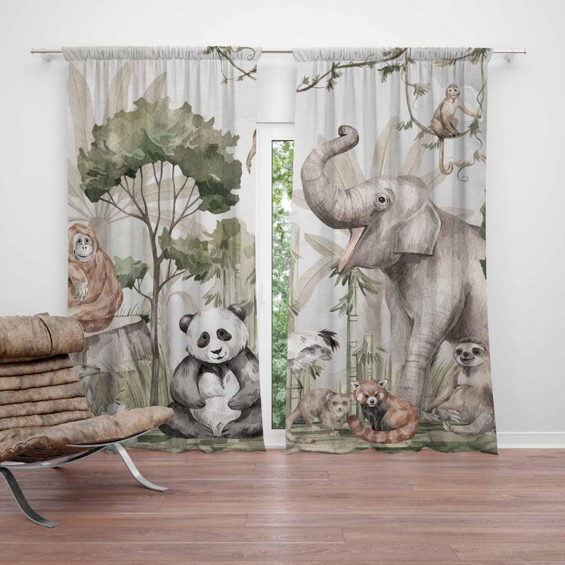 Safari Animals Curtains Kids B - огляд і ціна Baby Nursery Blackout Curtains