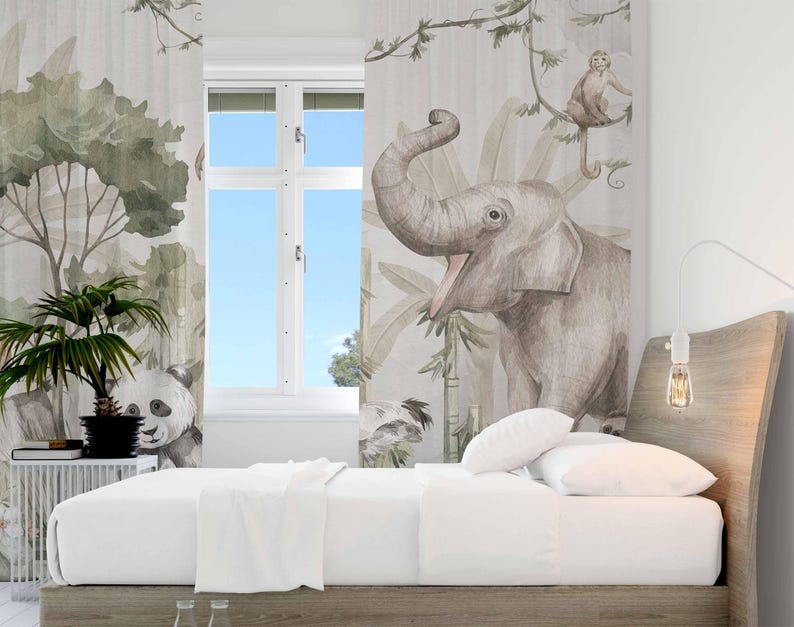 Safari Animals Curtains Kids B - огляд і ціна Baby Nursery Blackout Curtains