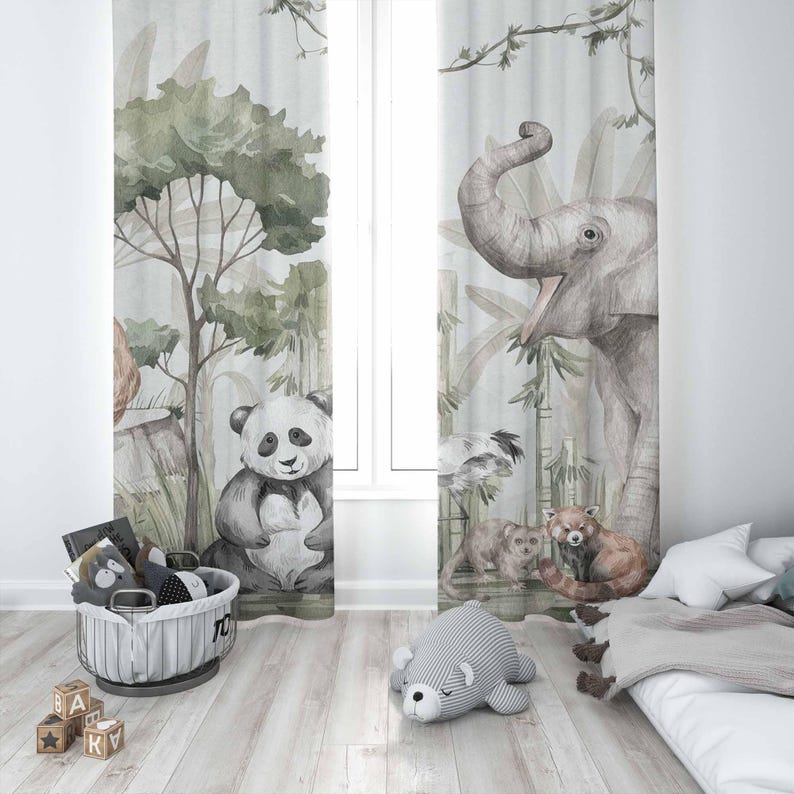 Safari Animals Curtains Kids B - огляд і ціна Baby Nursery Blackout Curtains