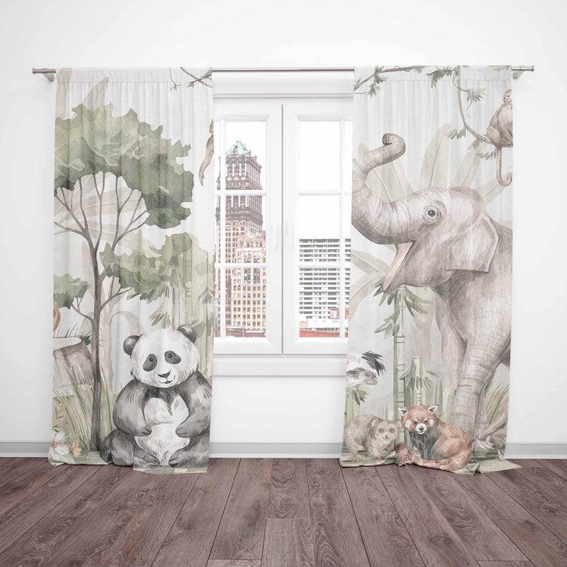 Safari Animals Curtains Kids B - огляд і ціна Baby Nursery Blackout Curtains
